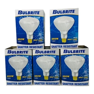 5 pc Bulbrite 714725 Shatter Resistant, Heat Tough Coat Clear, E26, 250W, 130V - Picture 1 of 6