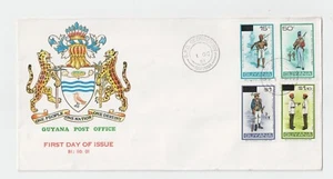 Soldados del Ejército de Guyana y escudo de armas tigres en portada FDC 1981 B-2 - Imagen 1 de 1