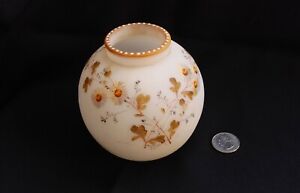 Antique Smith Bros Vase Daisies Mt Mount Washington Enameled Ball Shaped Vase