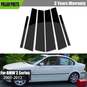 Cubierta de moldura de puerta de postes de pilar de ventana negra pulida para BMW Serie 3 2005-2012 - Imagen 1 de 5