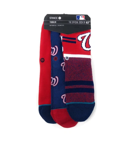 STANCE MLB Washington Nationals Socks Toddler 3 Pack for Years 2-4 Shoe Sz 7/9 Cover