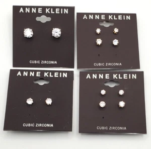 6 Paar Anne Klein Zirkonia Ohrstecker goldfarben verschiedene Größen - Bild 1 von 10