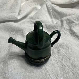 Porcelain Hinged Trinket Box Green Watering Can Two’s Company - Picture 1 of 8