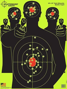 Splatterburst Targets - 18 x 24 inch - Triple Silhouette Splatter Target - Ea... - Picture 1 of 4
