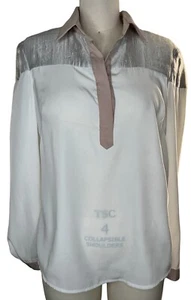 Sachin Babi Long Sleeved Color Block Top White Metallic - Picture 1 of 5