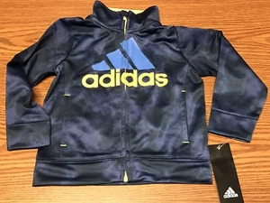 Adidas Originals Toddler Baby Boys Blue Yellow Smoke Screen Coat Jacket 24M NWT  - Picture 1 of 6