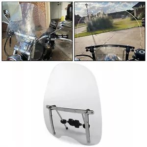 19"x17"Large Clear Universal Windshield for 7/8'' 1'' 1.25" Motorcycle Handlebar - Foto 1 di 14