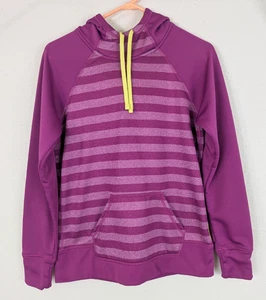 Sudadera con capucha polar Reebok talla S rayas moradas ligera elástica 1341 - Imagen 1 de 7