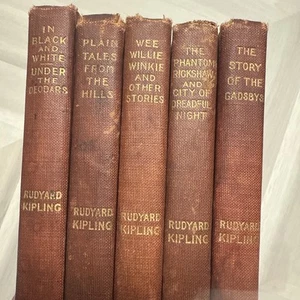 Antique Rudyard Kipling 1910 Red Mini Book Set of 5 Orsamus Turner Harris Pub - Imagen 1 de 21
