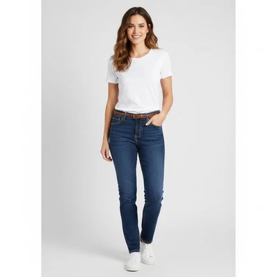 Pantalones de mezclilla Michael Kors Izzy ajustados al tobillo azules para mujer 8 lavado oscuro diseñador Foto 1 de 4