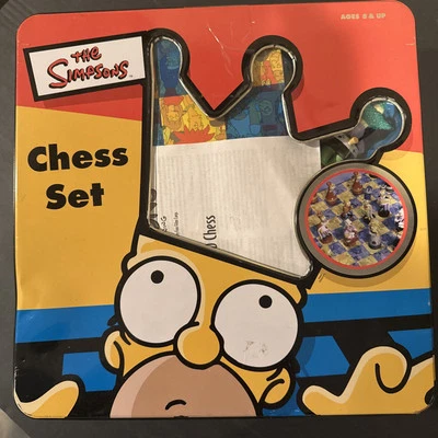 The Simpsons 3D Chess Set In Tin Box Cardinal Complete Set Vintage 1998 - Image 1 of 4