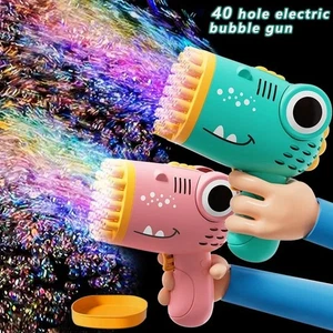 40 Loch Dinosaurier Seifenblasenpistole Maschine Automatisch Kinder Blasengebläse Spielzeug Geschenk - Bild 1 von 8