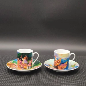2 Juegos (4 Piezas) Casa Cuesta ARTE DE CAFÉ Silvio Ávila Tazas y Platillos Espresso  - Imagen 1 de 16