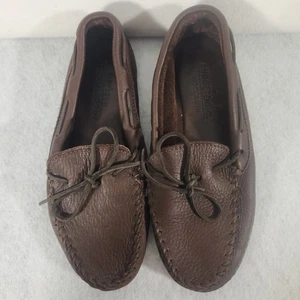 Minnetonka Moccasins 492 Women's Moosehide Hardsole Moccasin Chocolate Size 10 - Picture 1 of 9