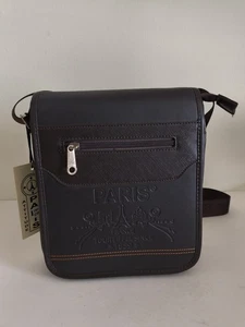 NWT Paris France Eiffel Tower Embossed Crossbody Purse Bag Brown Coffee - Picture 1 of 12