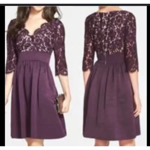 Vestido de cóctel madre de la novia Eliza J uva profunda púrpura encaje cuello en V talla 12 - Imagen 1 de 12