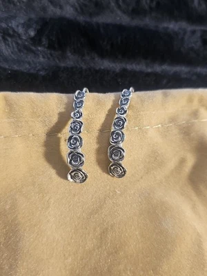 Pendientes Vintage Plata de Ley 925 Israel Graduados Flor Rosa Firmados PZ Foto 1 de 4