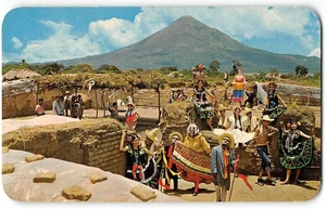 Tänzer Momotombo Ruinen Leon Viejo Mexiko seltsame Masken 50er Vintage Postkarte - Bild 1 von 2