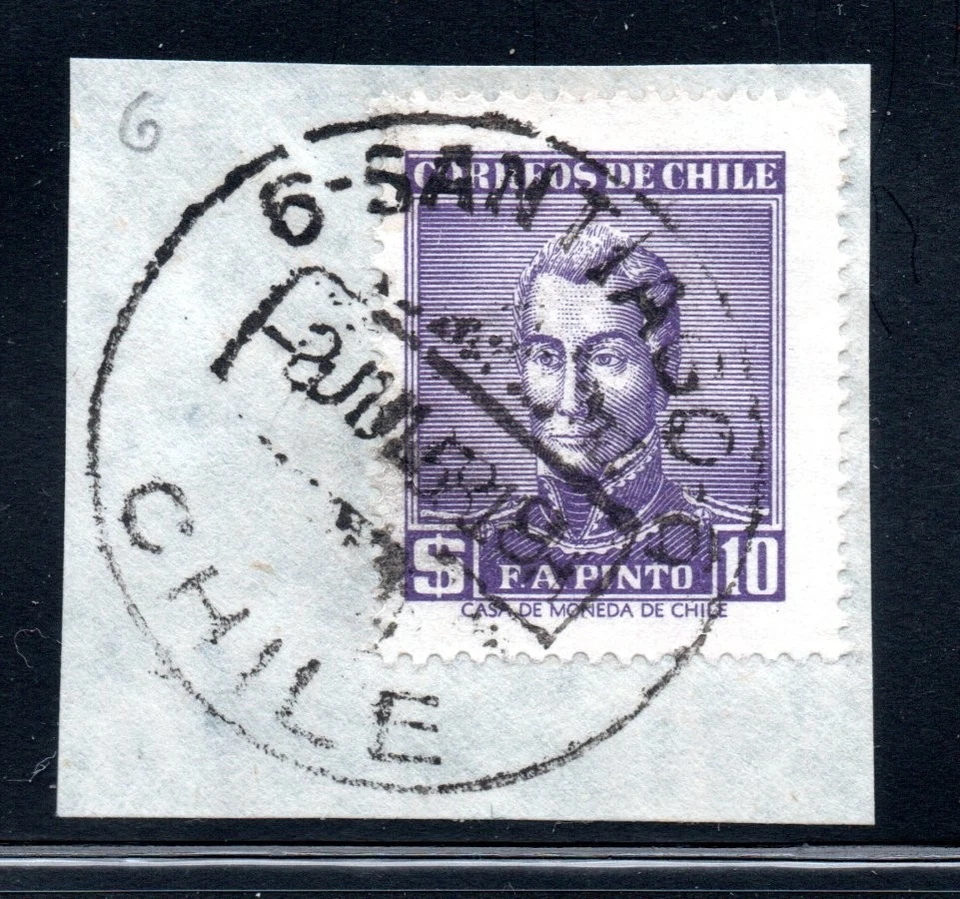 CHILE, FCO. PINTO, MATASELLOS DE 6 SANTIAGO 6, RRR (AGOS510) Foto 1 de 1