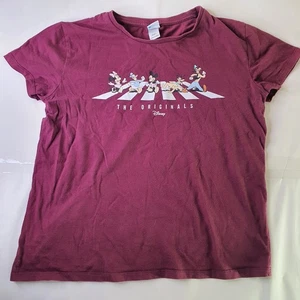 WORN Disney Mickey Mouse ABBEY ROAD T Shirt Womens L Maroon - Imagen 1 de 10