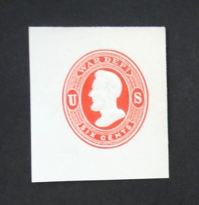 US Official Stamp Envelope UO37 6c 1873 War Dept Vermillion Cut Sq Full Corner - Image 1 of 2