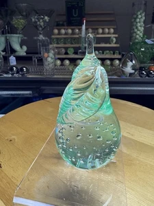 5227 Vintage mundgeblasenes Kunstglas klar Bullicante Birne leuchtet grün unter 365 nm UV  - Bild 1 von 13