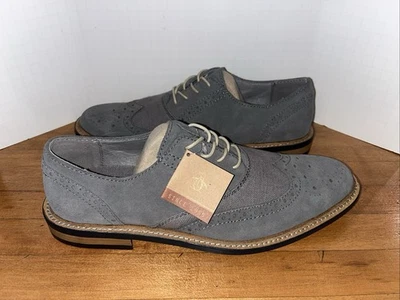NUEVO CON ETIQUETAS Penguin Munsingwear Hombres Gris Punta de Ala Cuero Gamuza Zapatos Oxford  Foto 1 de 4