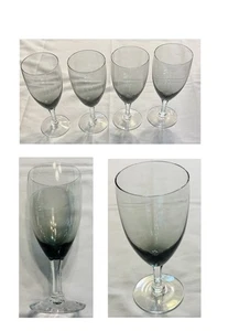 Vintage Fostoria Wine Glasses DEBUTANTE GRAY 6 oz. Beveled Stem 4-Pc EXCELLENT - Picture 1 of 5