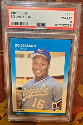 PSA 8 NM-MT 1987 Fleer Baseball Bo Jackson Rookie RC #369 KC Royals Tough Card - Image 1 of 2