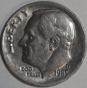 1985 D Roosevelt Dime Error Broadstrike - Picture 1 of 2