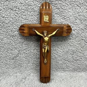 Catholic Wooden Crucifix Vintage Sick Call Last Rites Opens To Hold Candles - Picture 1 of 14