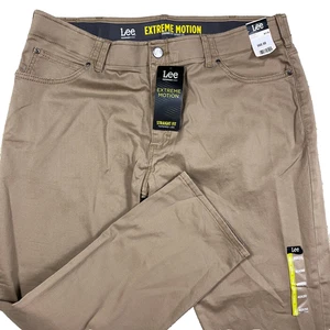 Lee Extreame Motion Hose Herren 40x30 Khaki Braun Chino Straight Fit Stretch Erwachsene - Bild 1 von 17