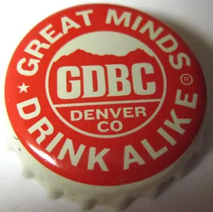 GDBC, GREAT MINDS DRINK IGUAL Cerveza CORONA TAPA Botella Gran División Denver COLORADO - Imagen 1 de 1