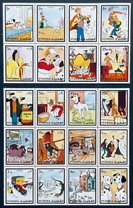 2 FUJIERA 101 DALMATIANS DISNEY STAMP BLOCKS MNH 1972 DOGS CRUELLA PONGO PUPPIES - Picture 1 of 1