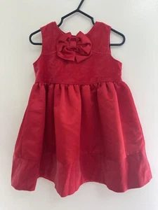 Carter's Baby Girls Solid Red Holiday Bow Accent Velour Sleeveless Dress Red 24M - Picture 1 of 7