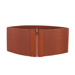 Ladies Wide Cummerbund Waist Belt Elastic Corset Zip Up Dress Stretch Waistban v - Picture 1 of 20
