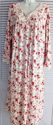Eileen West Long Sleeve Mini Rose Print  Cozy Sweater Knit Ballet Nightgown M - Image 1 of 4