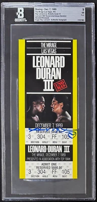 Sugar Ray Leonard Signed Vs Duran III Full Ticket Beckett 7 NM 17021063 - Image 1 of 2