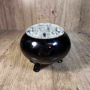 De colección vidrio vikingo ébano negro florlita con rana flor de vidrio transparente - Imagen 1 de 6