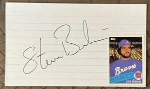 TARJETA ÍNDICE FIRMADA POR STEVE BEDROSIAN 3"X5" ATLANTA BRAVES MLB AUTÓGRAFO AUTOMÁTICO - Imagen 1 de 1