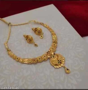 South Indian Gold Plated Jewellery Set For girls And Women Traditional - Picture 1 of 6