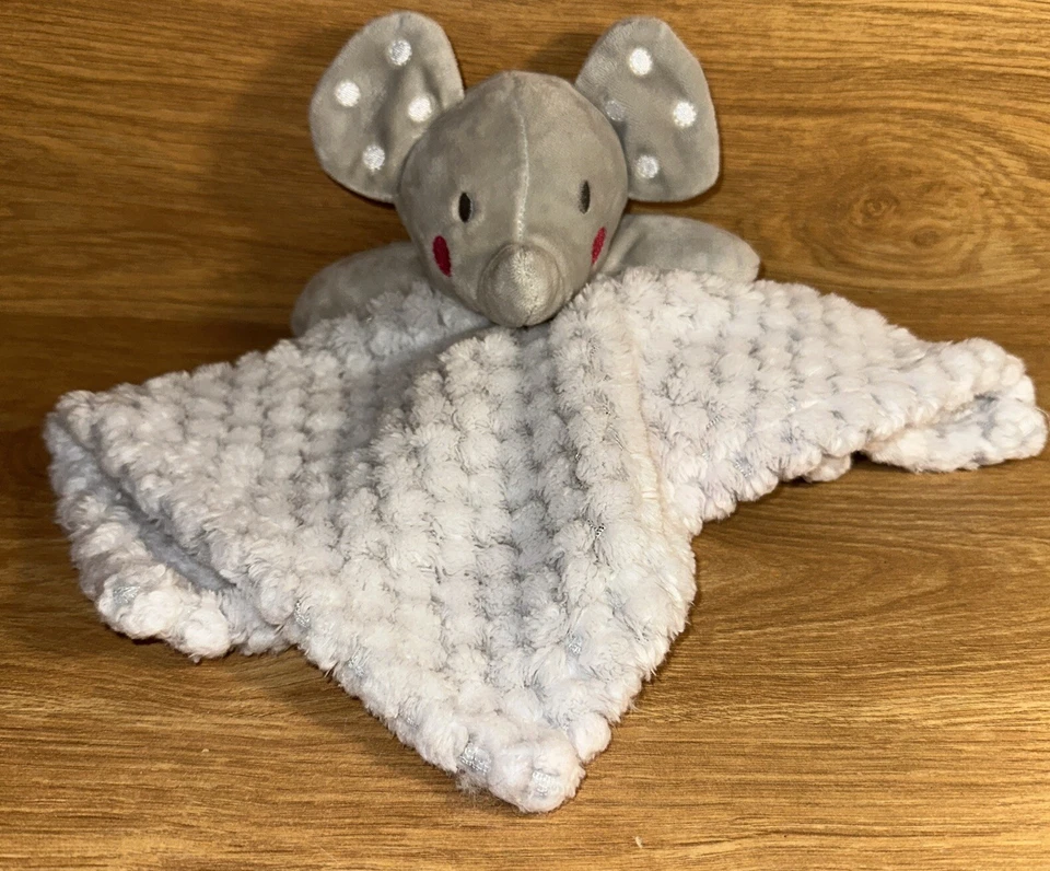 Manta de seguridad para bebé de felpa gris elefante Lovey mejillas rosas suaves  Foto 1 de 4