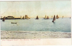 Hampton Roads, Virginia Postcard Sailboats Pine Beach Pier c 1906  G10 - Picture 1 of 2
