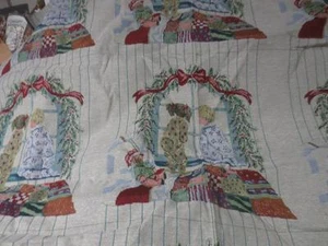 3 Large Children Waiting for Santa Tapestry panels one length 1.5 yds x 18 inch - Picture 1 of 1