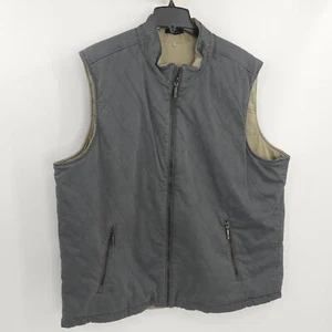 Tommy Bahama Quilted Vest Heavyweight Reversible Gray Tan Khaki Men's 2XL Tall - Picture 1 of 4