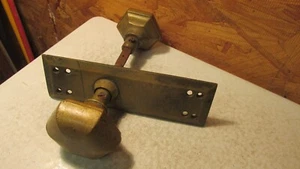 2 Antique Brass Hex Door Knobs & Plate - Picture 1 of 2