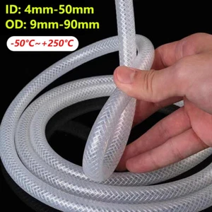 Hose Clear Flexible Braided Fibre Tubing Food Grade Oil Water Hose ID 4mm-50mm - Picture 1 of 40