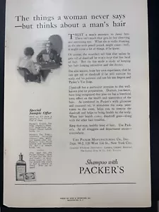 Vintage 1922 Packers Shampoo Thinks About Man’s Hair Ad Advertisement - Picture 1 of 2
