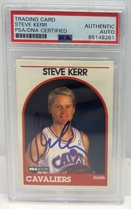 Steve Kerr Signed 1989 NBA Hoops RC Card #351 NBA Warriors Slabbed Auto PSA - Picture 1 of 2