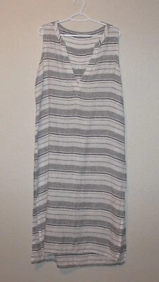 Vestido de playa para mujer Athleta blanco azul rayas largo talla grande Foto 1 de 4